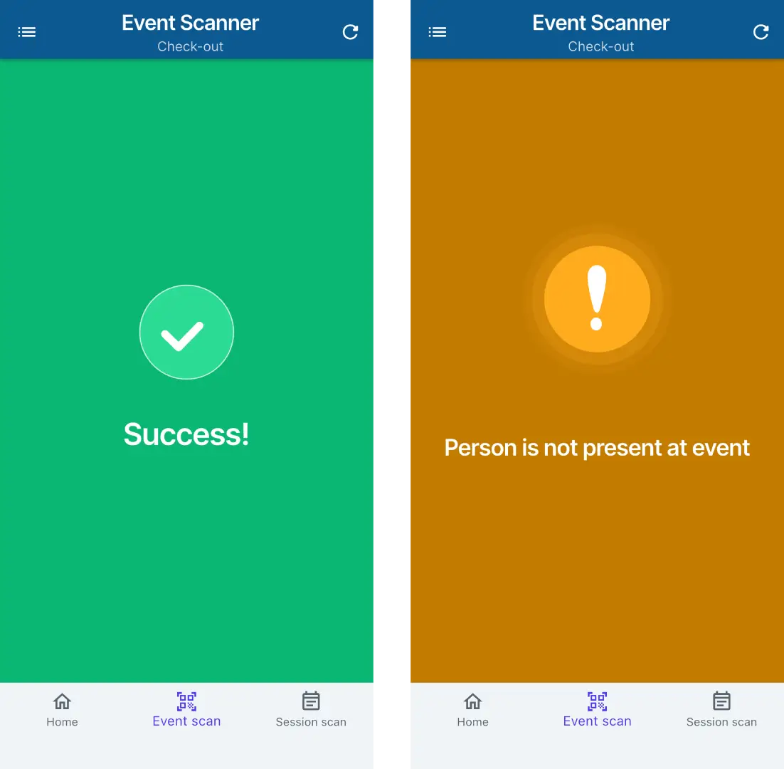 Screenshot displaying check-out results
