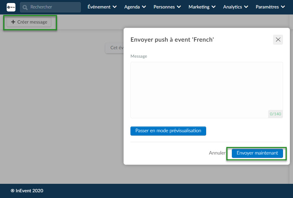 Messages Push > Envoyer maintenant