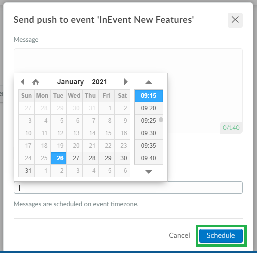 Scheduling a push message