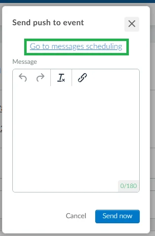 Go to Event > Details > Send message