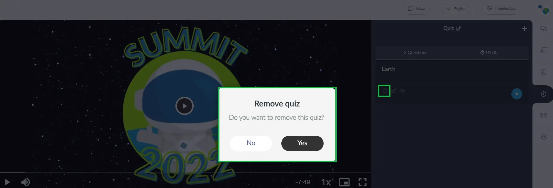 Remove the quiz