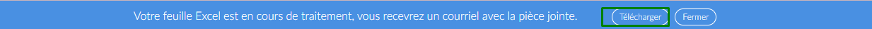 Capture d'écran montrant  la notification qui s'affiche après avoir cliqué sur le bouton Rapport