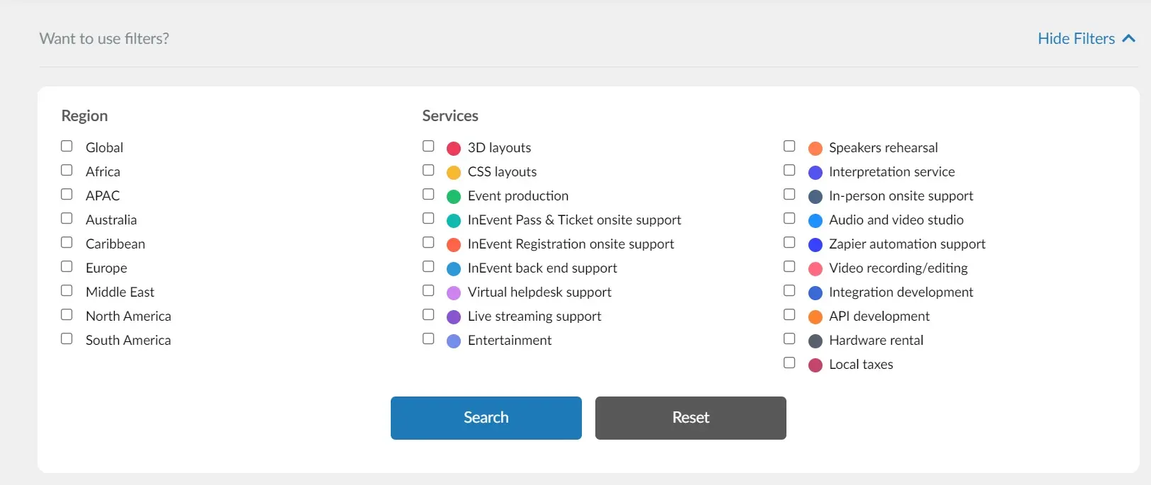 Filtering the partner options