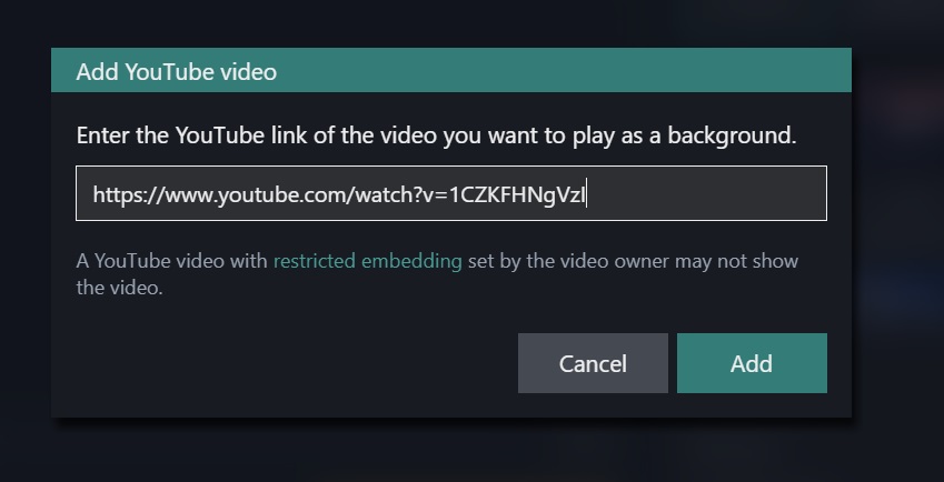 Add YouTube video as a background