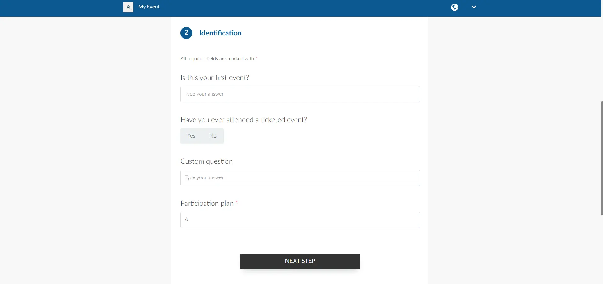 Purchase form identification section