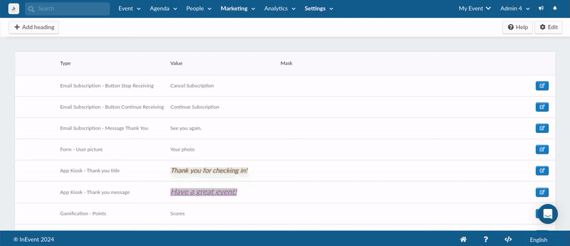 GIF showing how to ediit the Purchase form headings