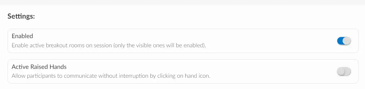 Breakout room settings