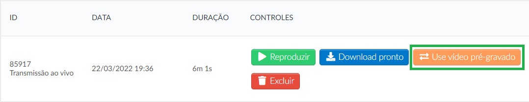 definir como pré gravado