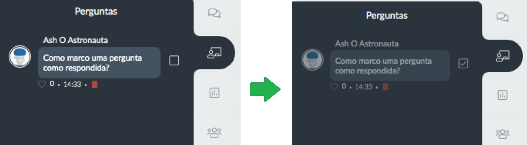 Marcando uma pergunta como respondida pelo front-end
