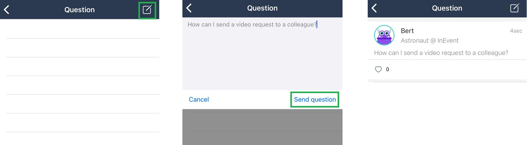 enviar questões pelo app