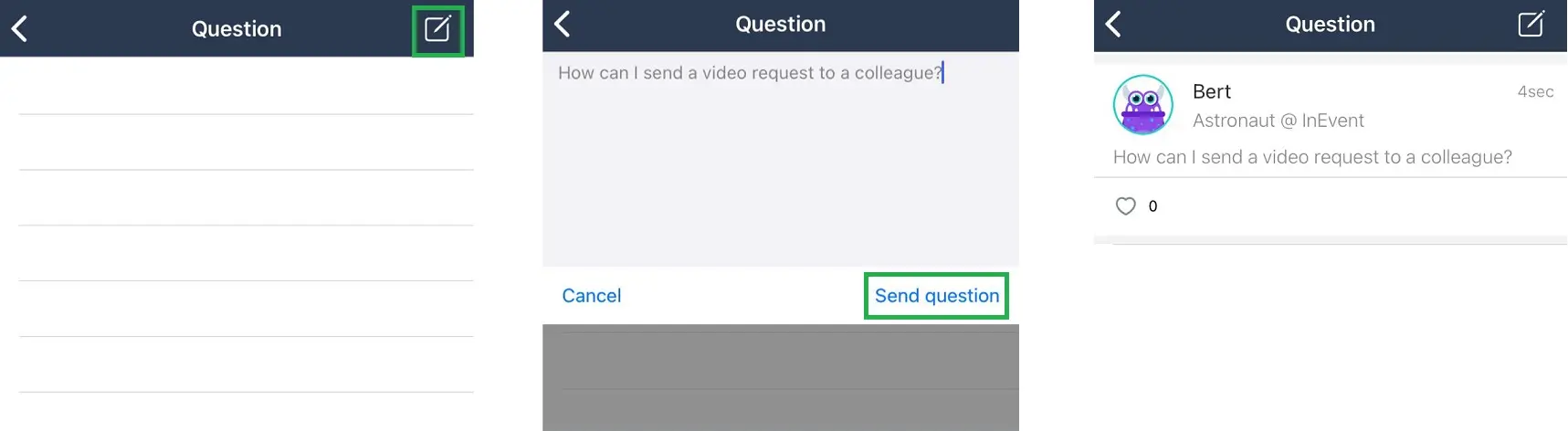 Asking a question using the app