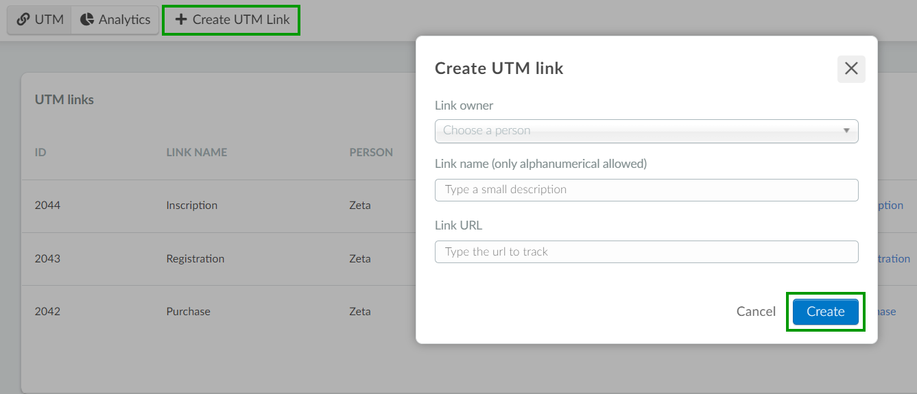 Creating utm links