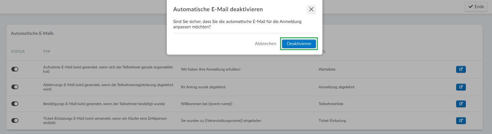 image shows how to disable the automatic emails