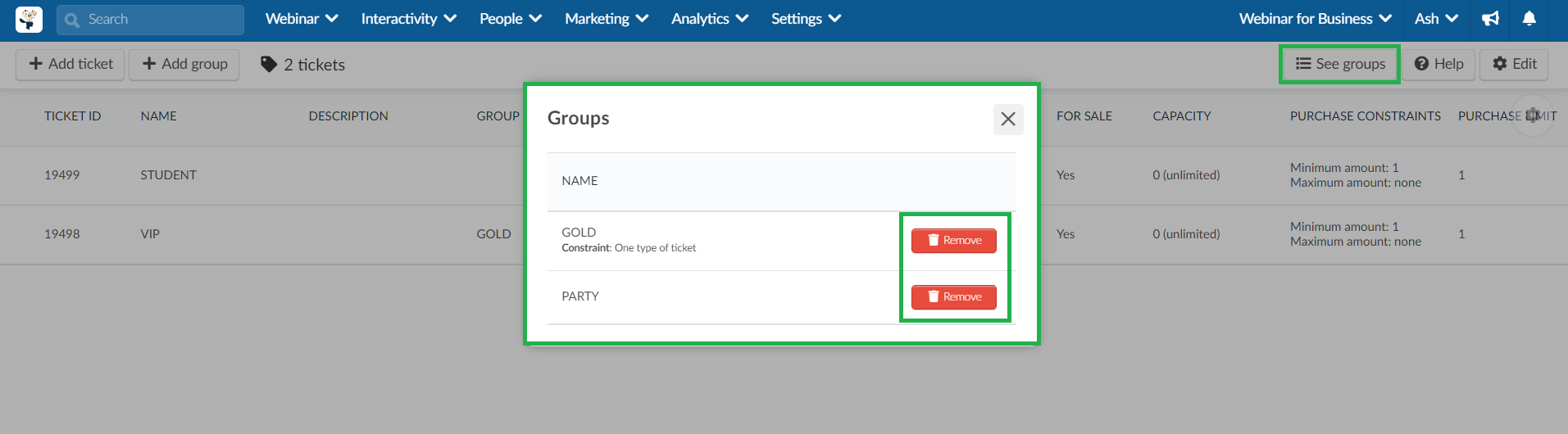 See groups