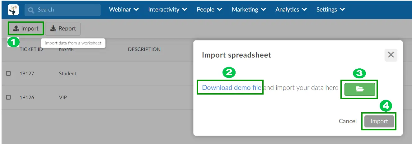 Upload Ticket Spreadsheet