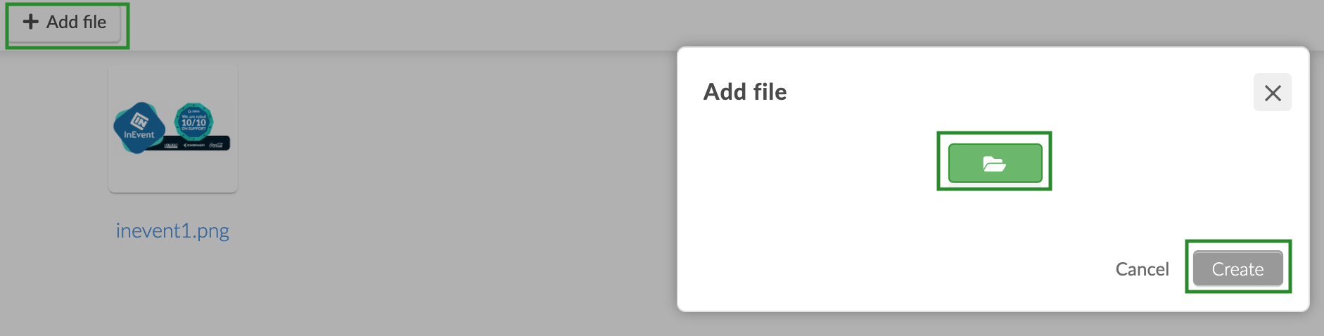 Screenshot of the steps to add a new file