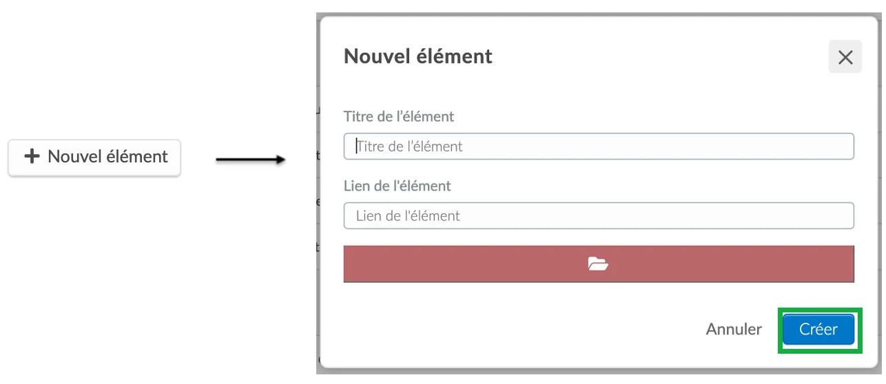 Capture d'écran de la création d'un nouvel onglet personnalisé