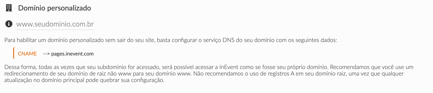 Configurando o DNS do domínio personalizado