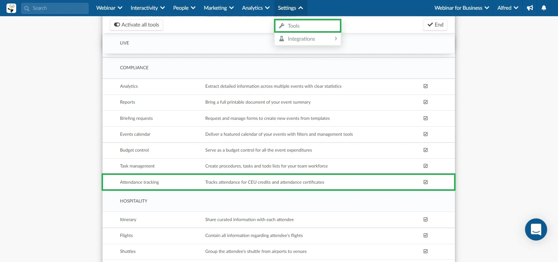 Attendance tracking for Webinar