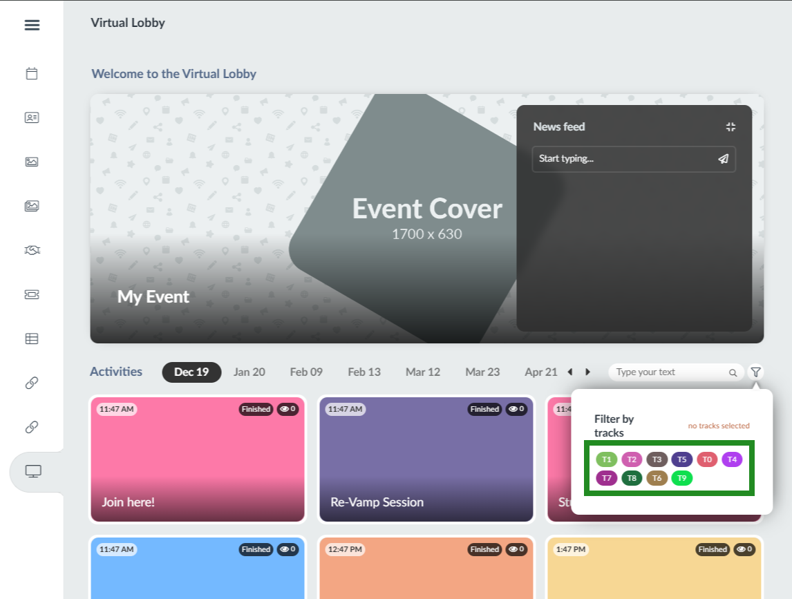 Image showing the tracks in the same order as arrange in the backend at Event > Tracks.