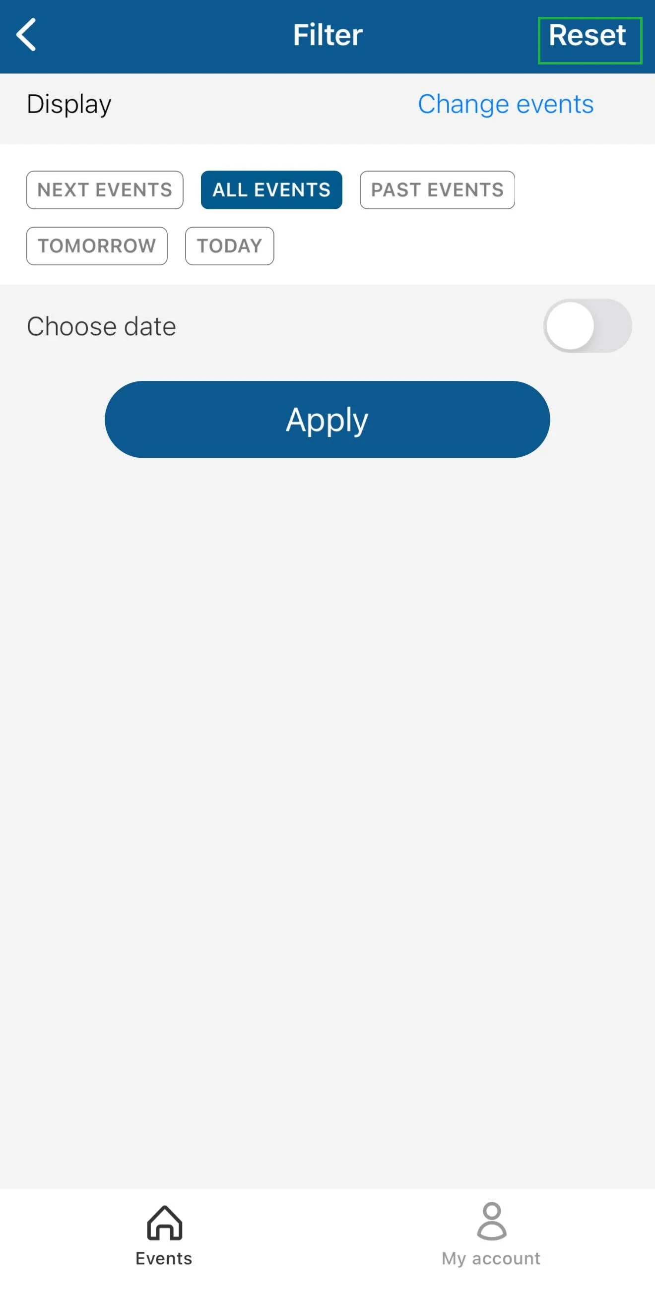Screenshot showing switching companies in iOS