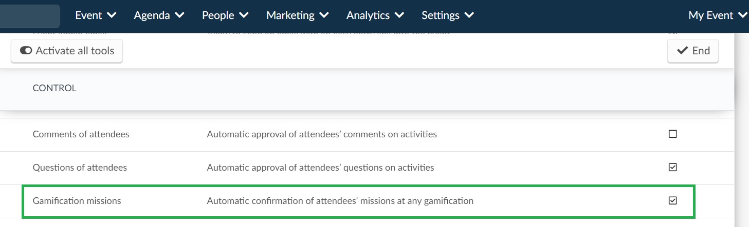 Screenshot of how to enable and disable automatical approval of missions