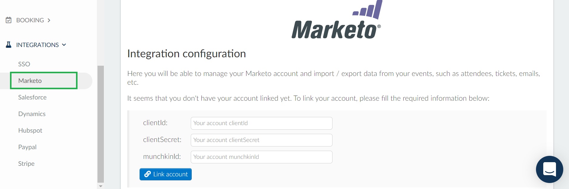 How to integrate the platform with Marketo