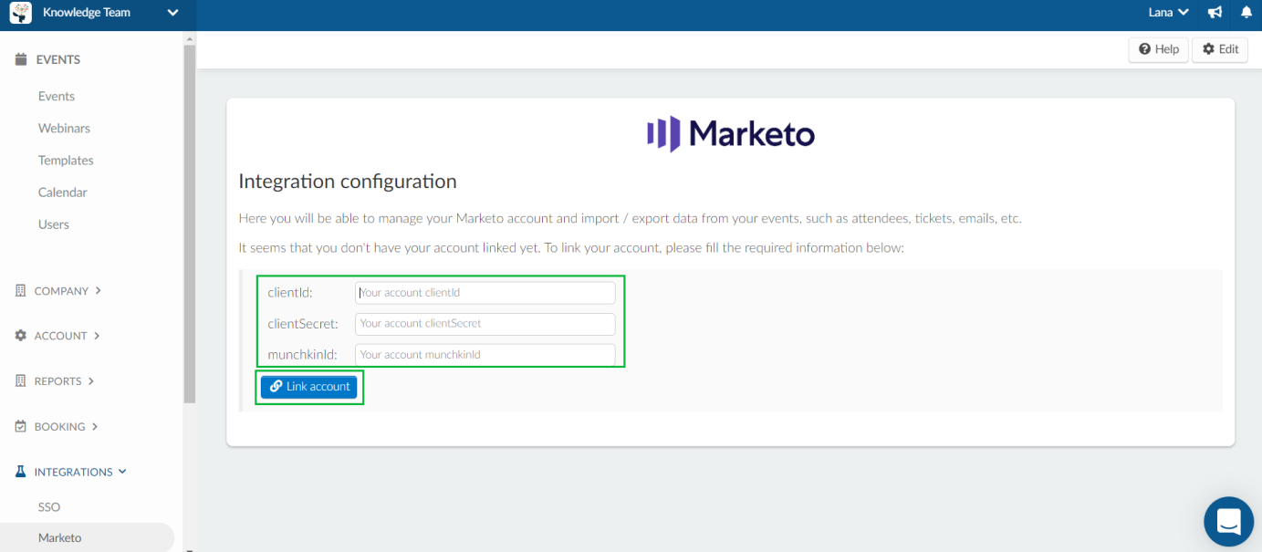 Integrations > Marketo