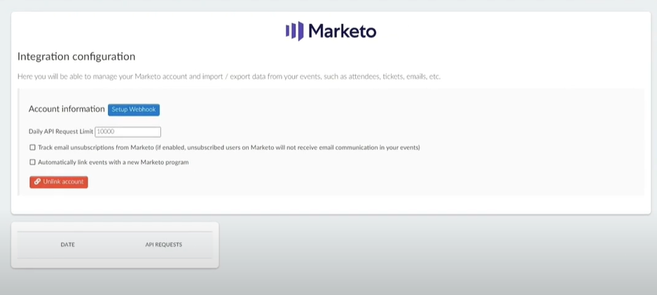 screenshot showing the completion of the Marketo configuration