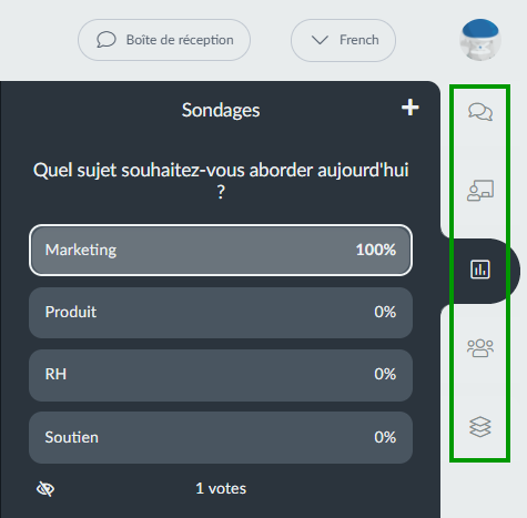 onglets à l'intérieur de la session