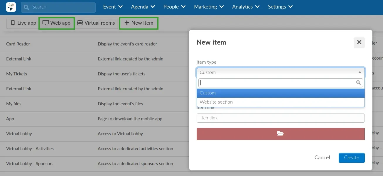 Screenshot showing how to add a Tab for custom website sections.