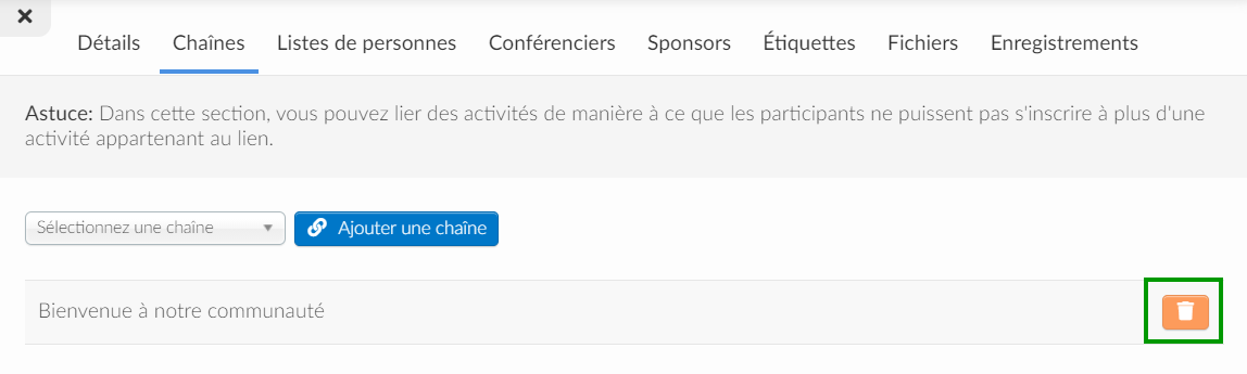 supprimer une chaîne