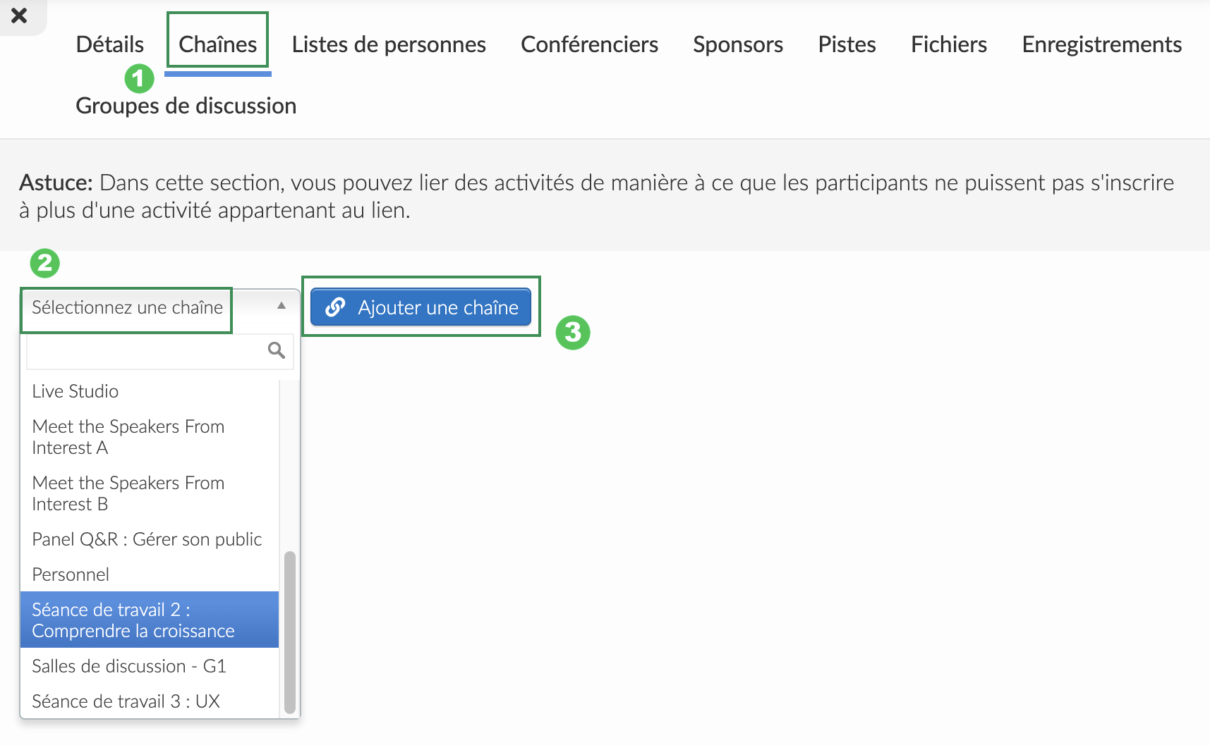 ajouter un chaîne