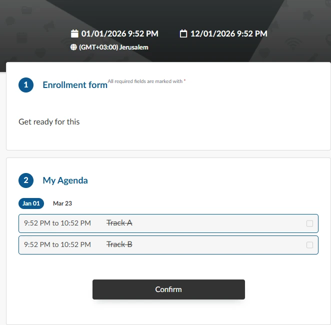 Schedule lock behaviour on the Registration form