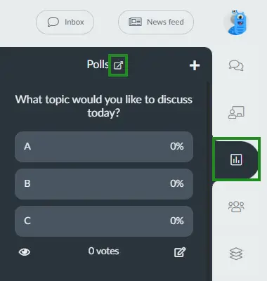 poll results on a presentation page for presenters on the Virtual Lobby