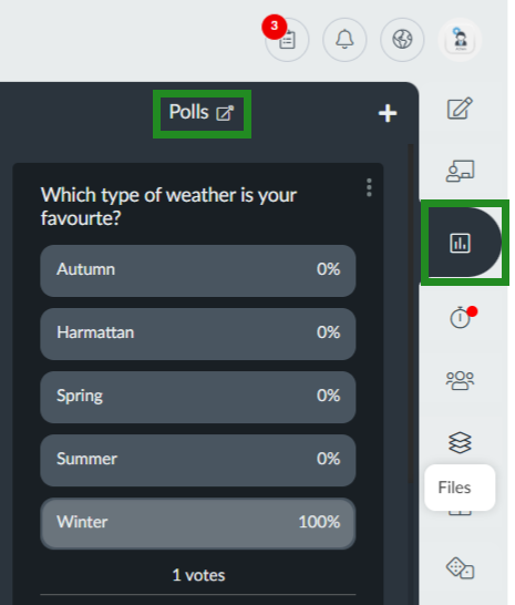 poll results on a presentation page for presenters on the Virtual Lobby