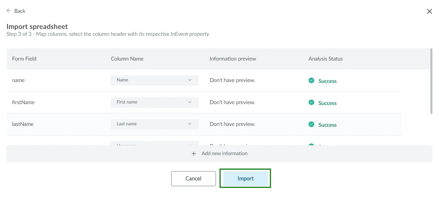 InEvent properties