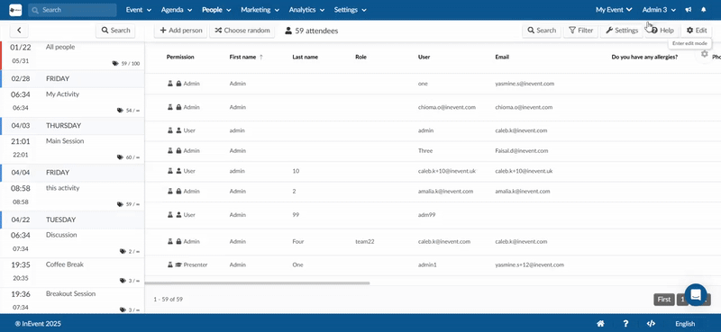 Gif showing how to extract automated report from People > Attendees.