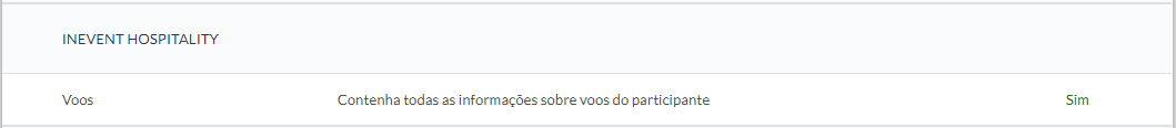 Captura de tela da ferramenta de "Voos" na seção de Hospitalidade.