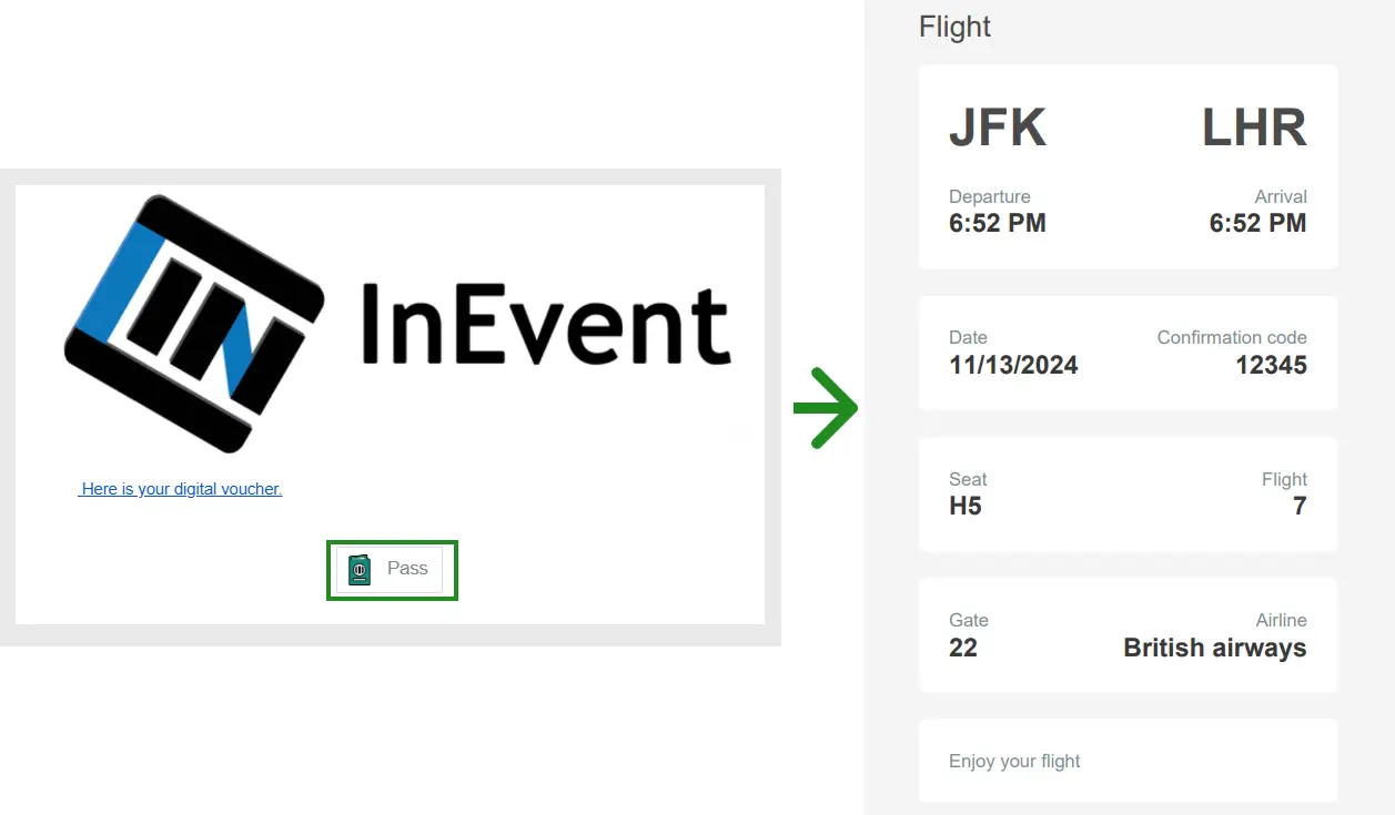 Attendee view of Flight voucher