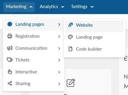 Marketing > Landing Pages >  Website.