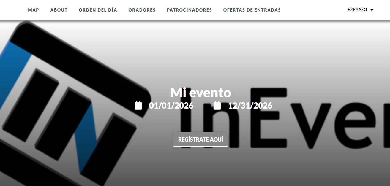 Image showing a translated to spanish My Event website
