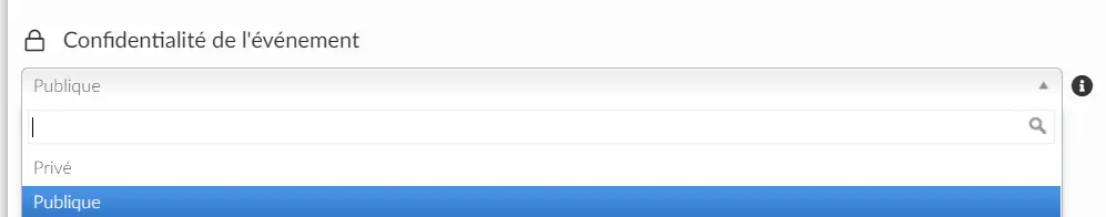 sélectionnez la confidentialité de l'événement