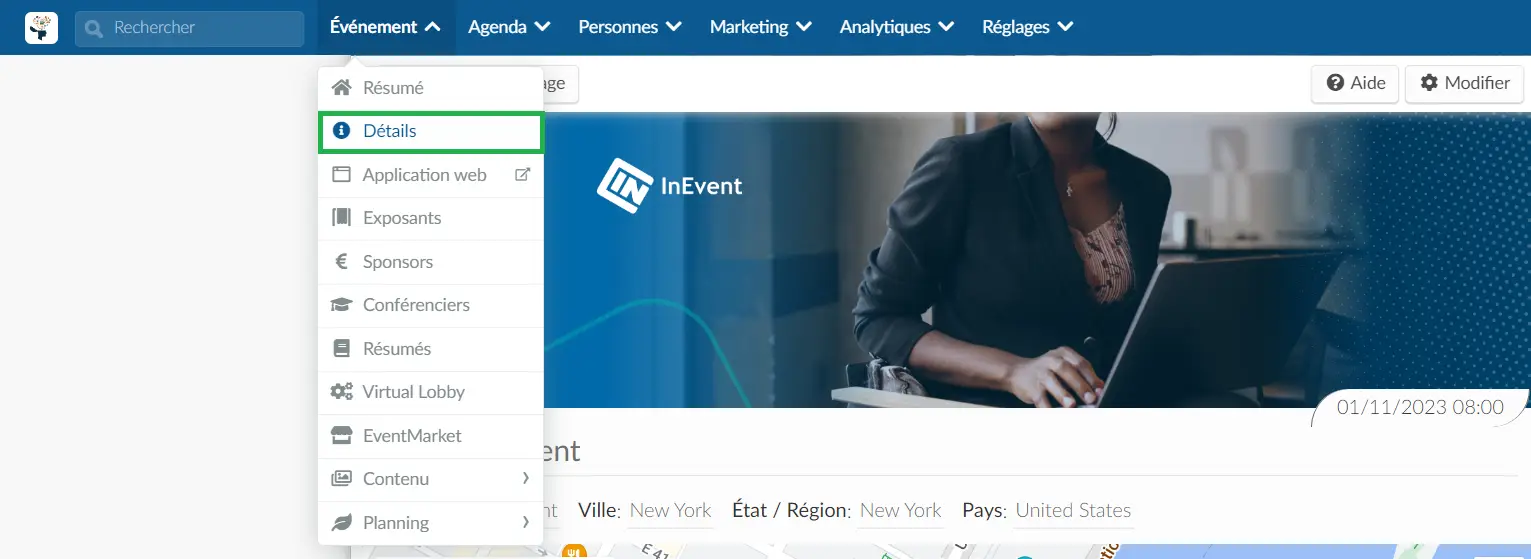 comment accéder aux détails de l'événement.