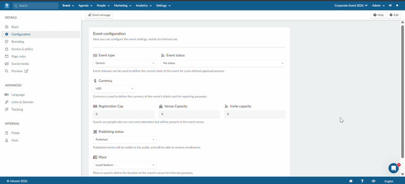 Change event's visibility