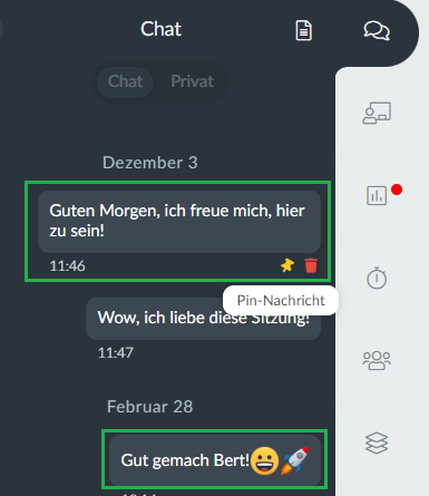Screenshot pinned chat