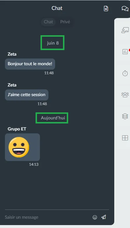 La discussion sera séparée par date.