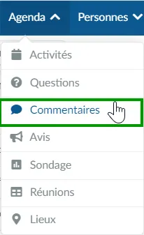 Commentaires onglet