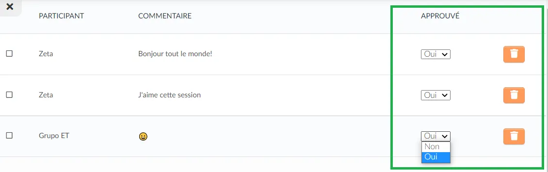  Vous pourrez approuver, rejeter ou même supprimer un commentaire