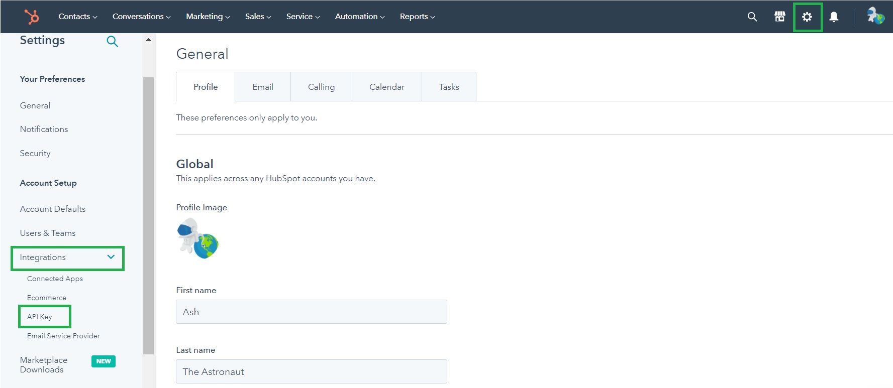API Key for Hubspot
